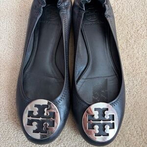 Tory Burch Black leather Reba Ballet flats